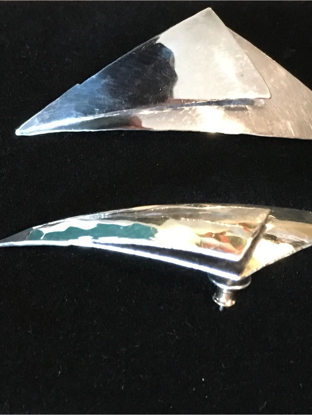 1980’s Vintage Modernist Geometric Sterling Silver Earrings - Picture 4 of 4